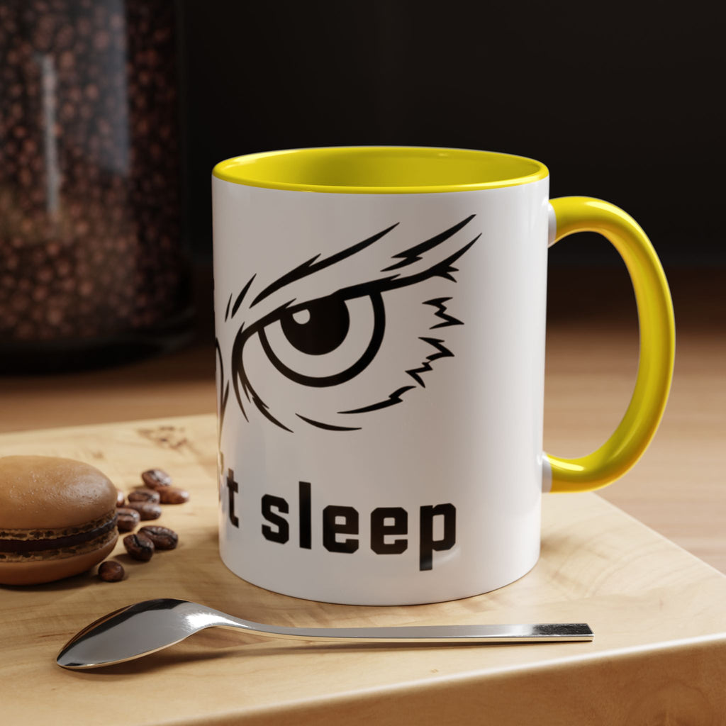 Owl Eyes Coffee Mug – 'We Don't Sleep' Accent Ceramic Mug