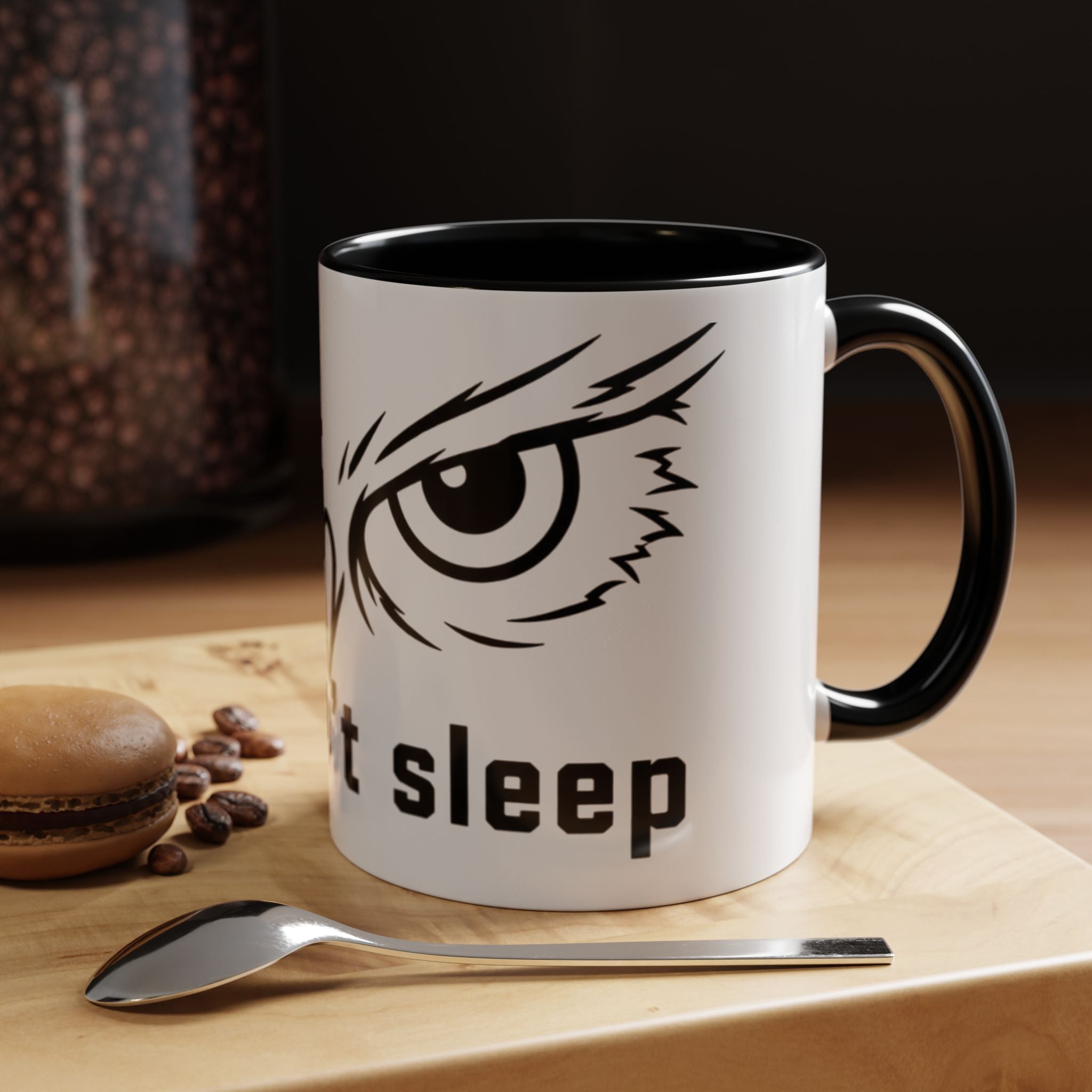 Owl Eyes Coffee Mug – 'We Don't Sleep' Accent Ceramic Mug