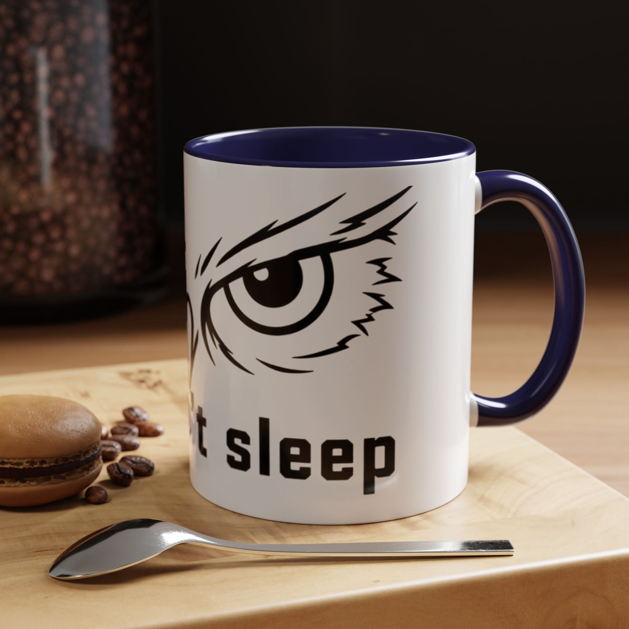 Owl Eyes Coffee Mug – 'We Don't Sleep' Accent Ceramic Mug