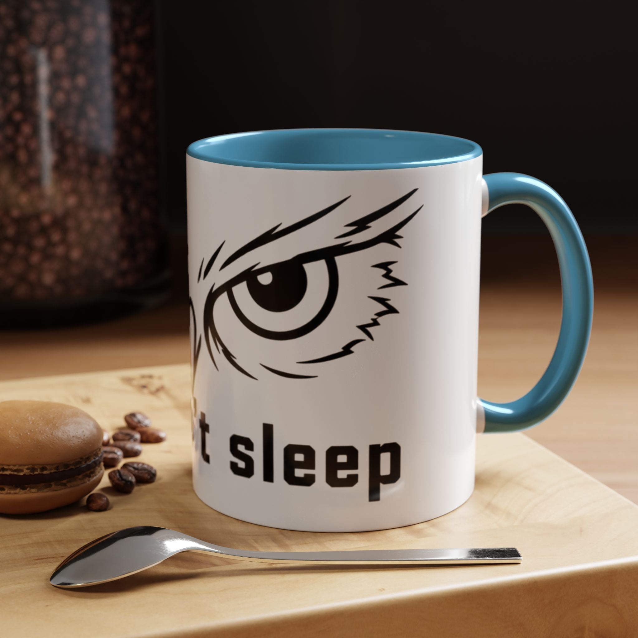 Owl Eyes Coffee Mug – 'We Don't Sleep' Accent Ceramic Mug