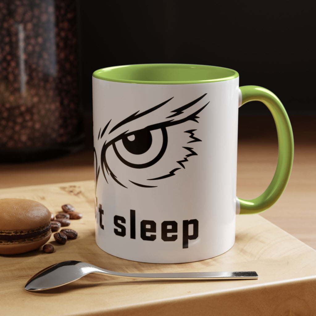 Owl Eyes Coffee Mug – 'We Don't Sleep' Accent Ceramic Mug