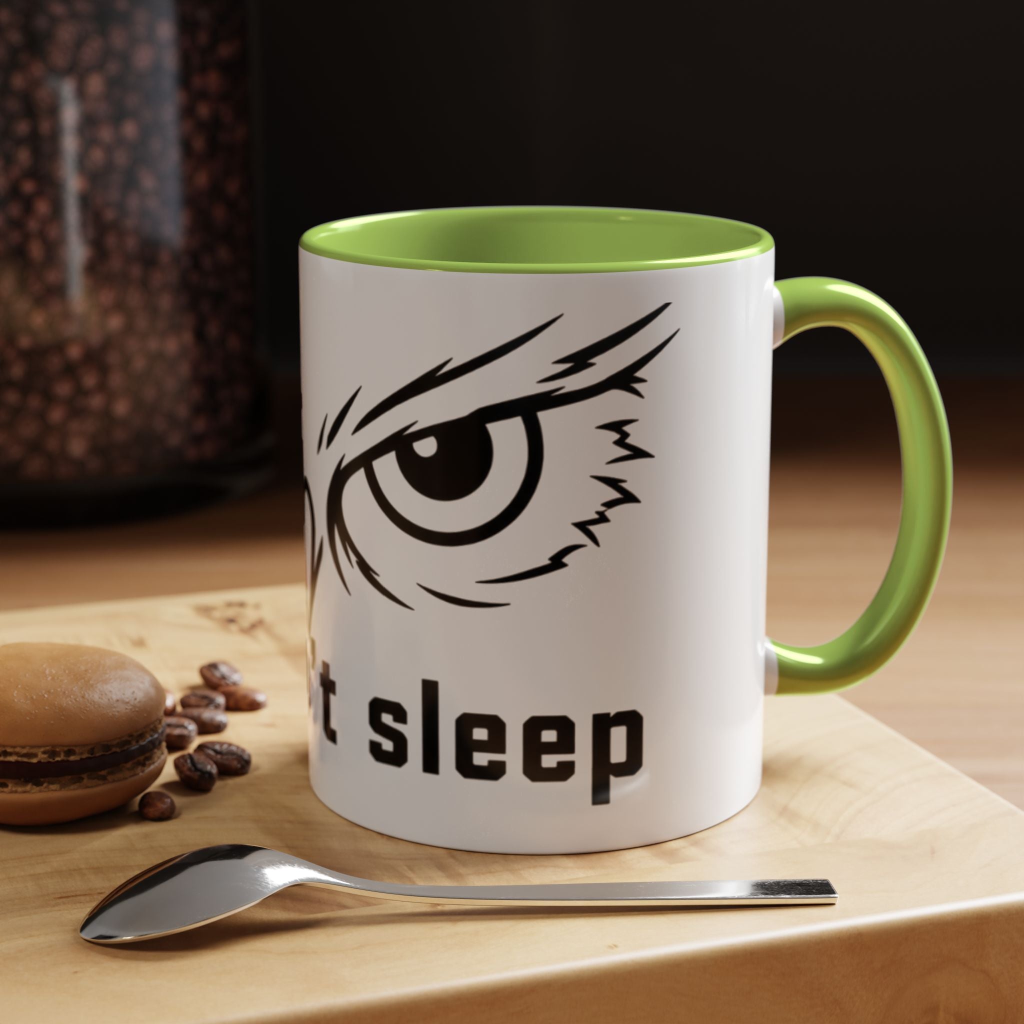 Owl Eyes Coffee Mug – 'We Don't Sleep' Accent Ceramic Mug